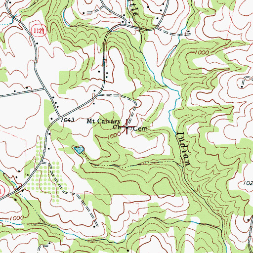 Topographic Map of Mount Calvary Church, NC