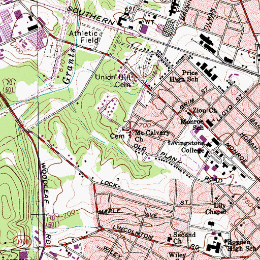 Topographic Map of Mount Calvary Church, NC