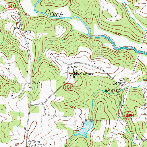 Topographic Map of Mount Calvary Church, NC