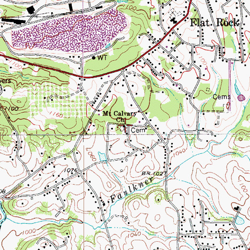 Topographic Map of Mount Calvary Church, NC