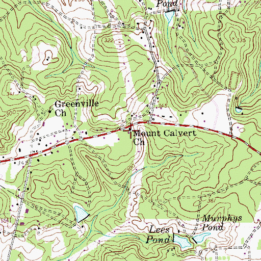 Topographic Map of Mount Calvert Church, NC