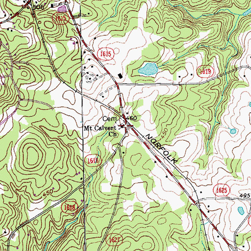 Topographic Map of Mount Calvert Church, NC
