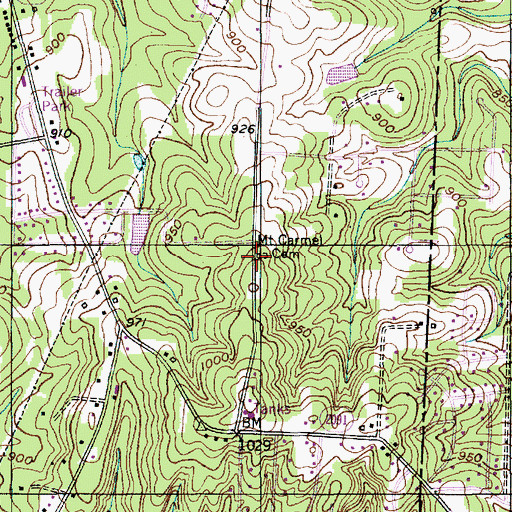 Topographic Map of Mount Carmel Cemetery, NC