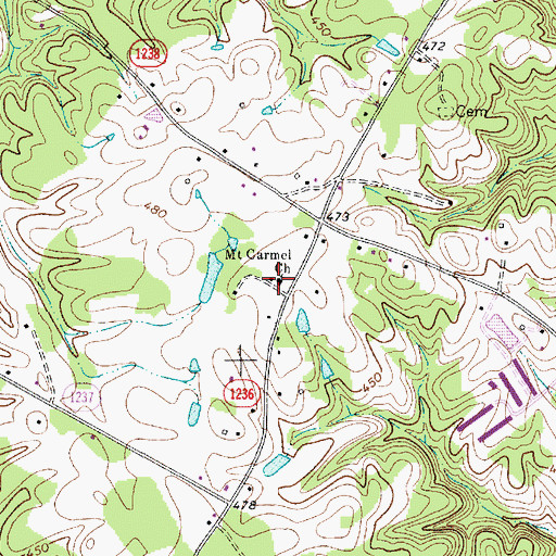 Topographic Map of Mount Carmel Church, NC