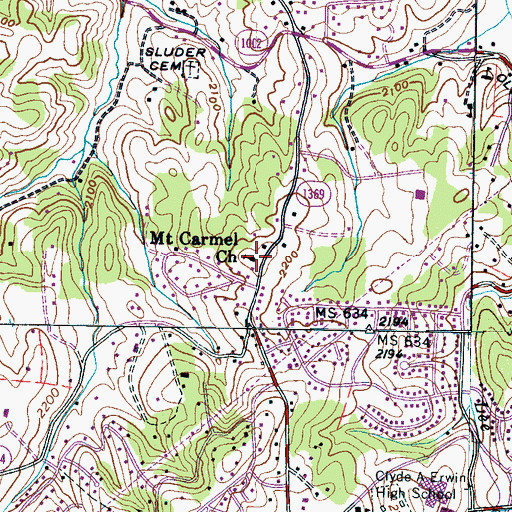 Topographic Map of Mount Carmel Church, NC