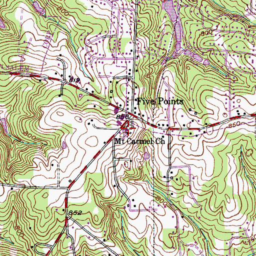 Topographic Map of Mount Carmel Church, NC