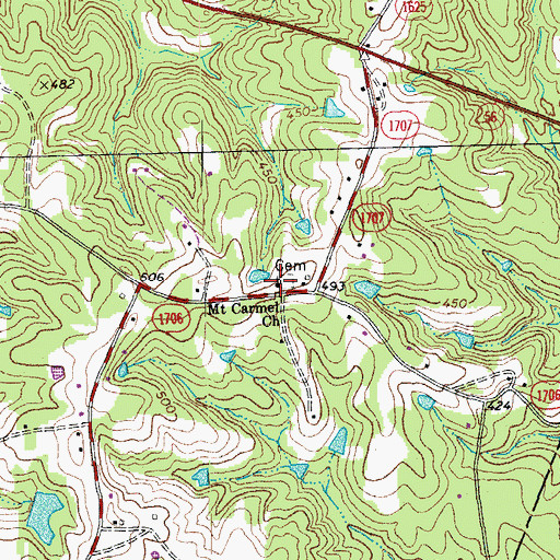 Topographic Map of Mount Carmel Church, NC