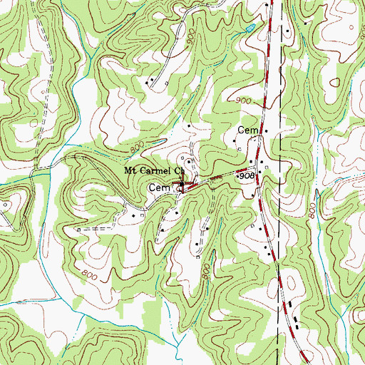 Topographic Map of Mount Carmel Friends Church, NC