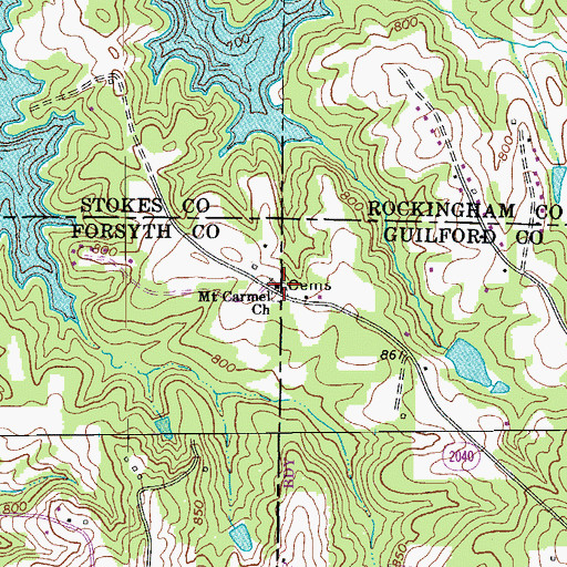 Topographic Map of Mount Carmel United Methodist Church, NC