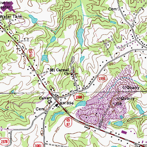 Topographic Map of Mount Carmel United Methodist Church, NC