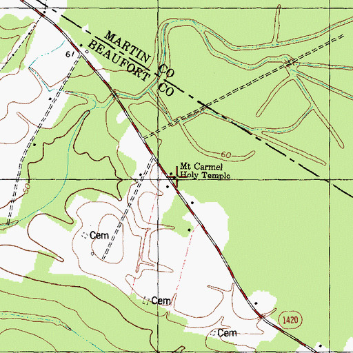 Topographic Map of Mount Carmel Holy Temple, NC
