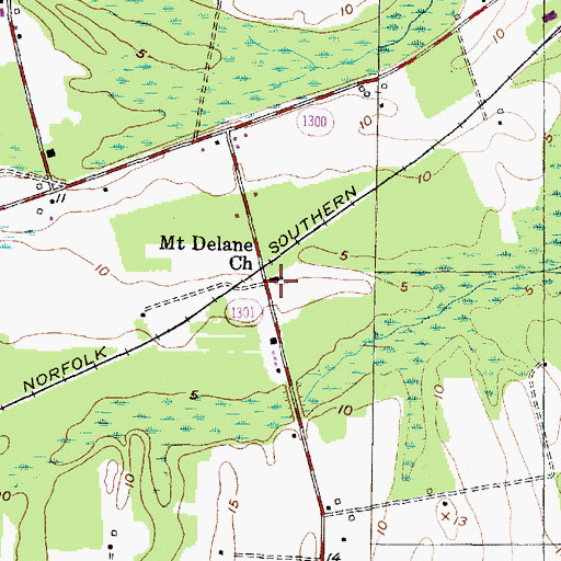 Topographic Map of Mount Delane Church, NC