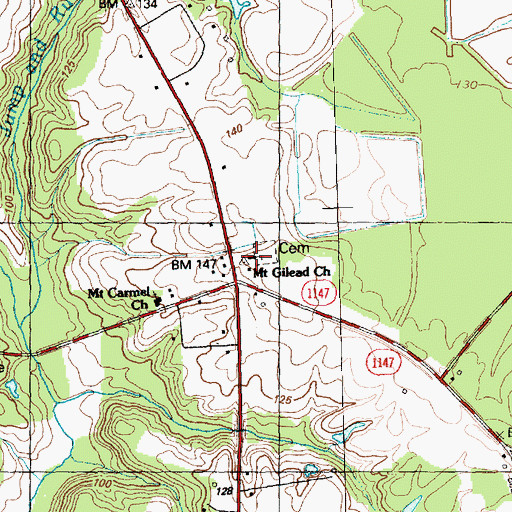 Topographic Map of Mount Gilead Church, NC