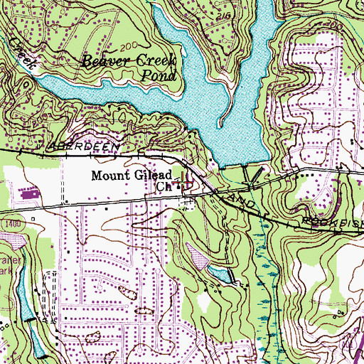 Topographic Map of Mount Gilead Church, NC