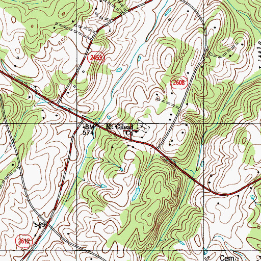 Topographic Map of Mount Gilead Church, NC