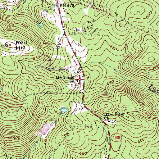 Topographic Map of Mount Gilead Church, NC