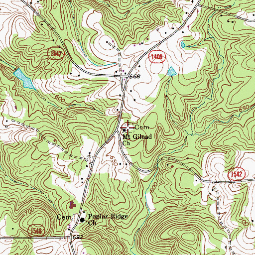 Topographic Map of Mount Gilead Church, NC