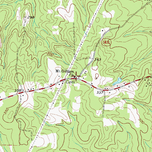 Topographic Map of Mount Gilliam Church, NC