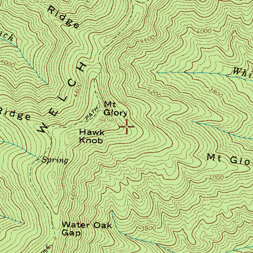 Topographic Map of Mount Glory Ridge, NC