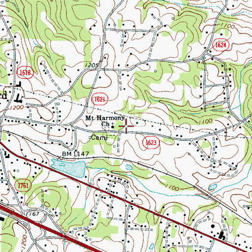 Topographic Map of Mount Harmony Church, NC