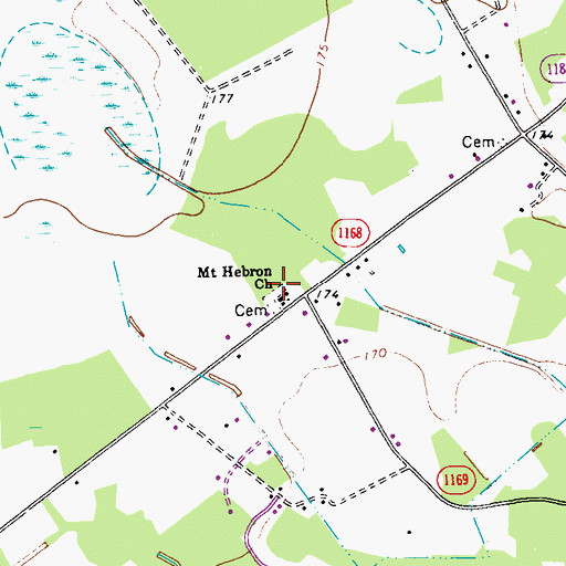 Topographic Map of Mount Hebron Church, NC