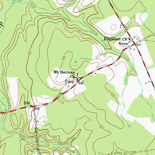 Topographic Map of Mount Herman Church, NC