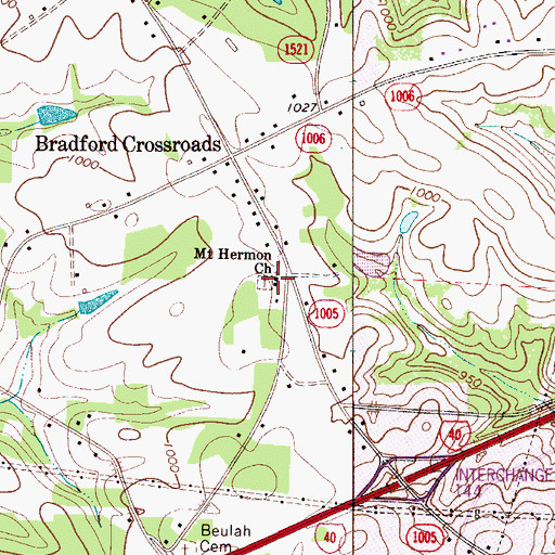 Topographic Map of Mount Hermon Church, NC