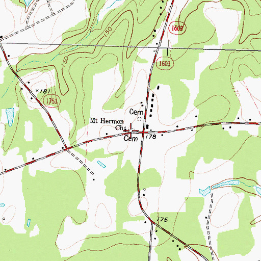 Topographic Map of Mount Hermon Church, NC