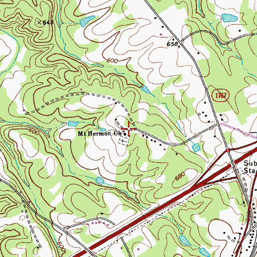 Topographic Map of Mount Hermon Baptist Church, NC