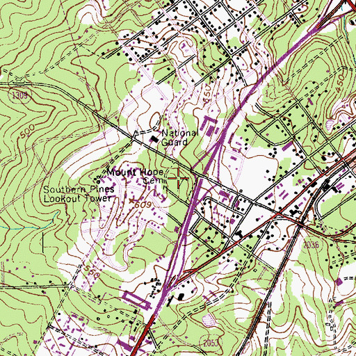 Topographic Map of Mount Hope Cemetery, NC