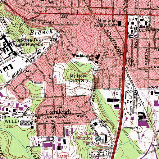Topographic Map of Mount Hope Cemetery, NC