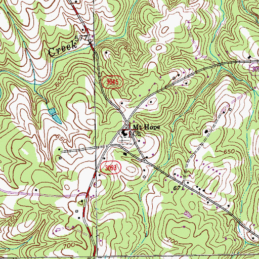 Topographic Map of Mount Hope Church, NC