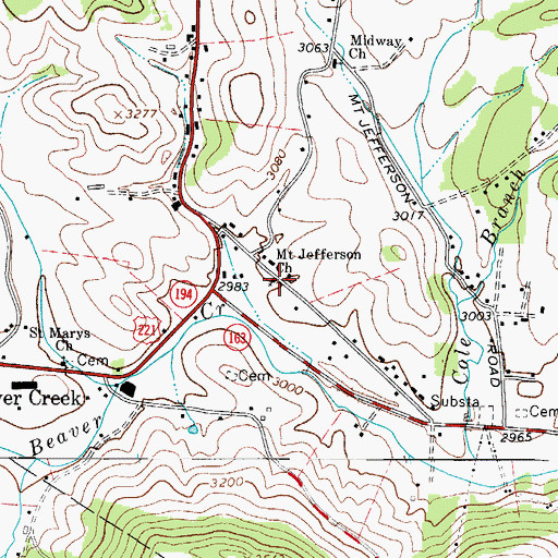 Topographic Map of Mount Jefferson Church, NC