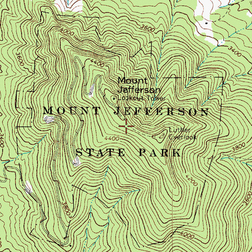 Topographic Map of Mount Jefferson State Park, NC