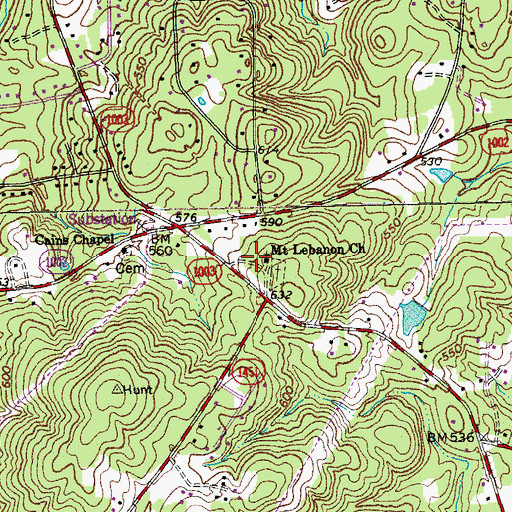 Topographic Map of Mount Lebanon Church, NC