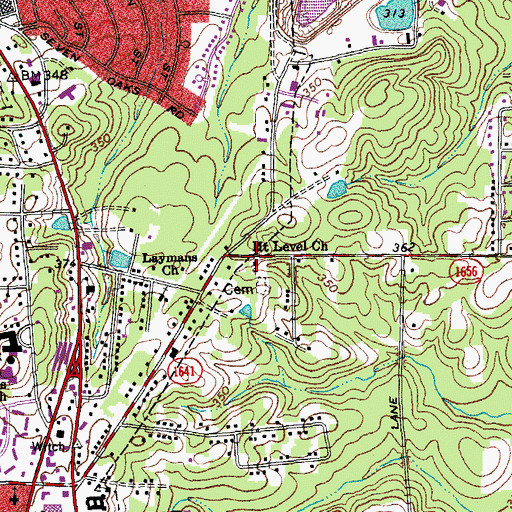 Topographic Map of Mount Level Church, NC