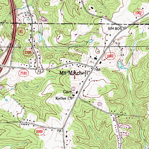 Topographic Map of Mount Mitchell, NC