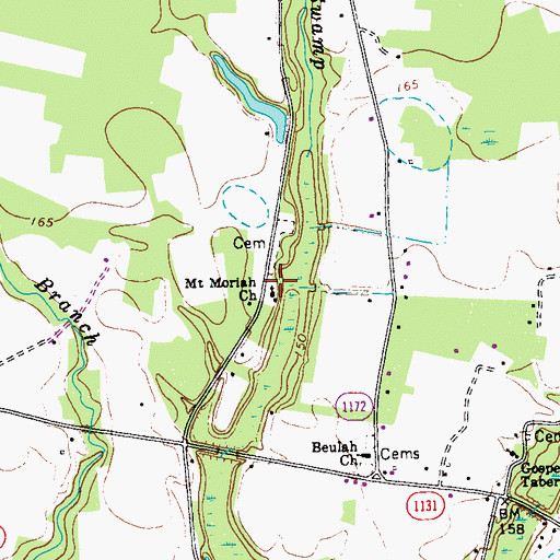 Topographic Map of Mount Moriah Church, NC