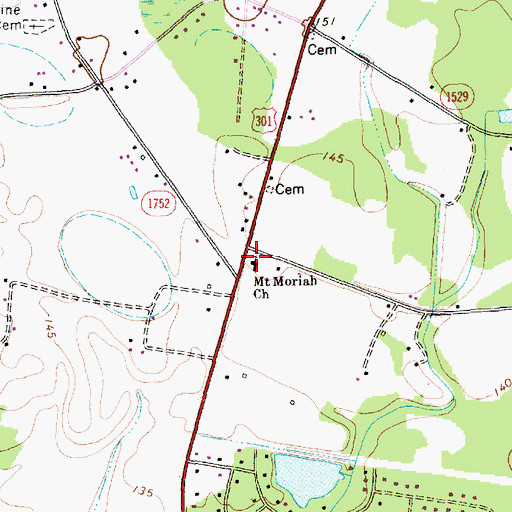 Topographic Map of Mount Moriah Church, NC