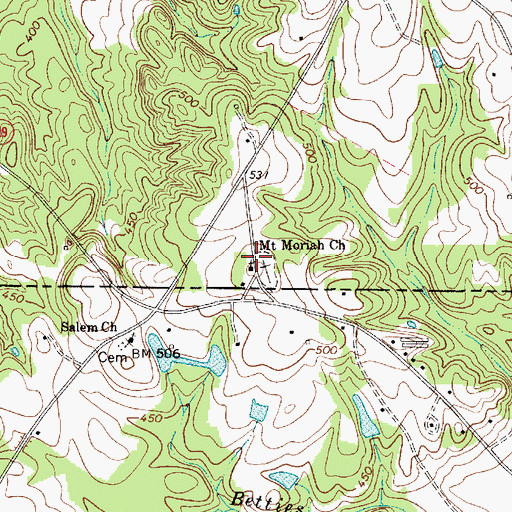 Topographic Map of Mount Moriah Church, NC