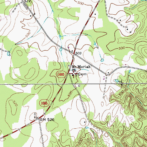 Topographic Map of Mount Moriah Church, NC