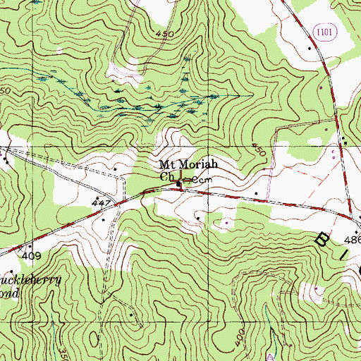 Topographic Map of Mount Moriah Church, NC