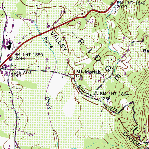 Topographic Map of Mount Moriah Church, NC