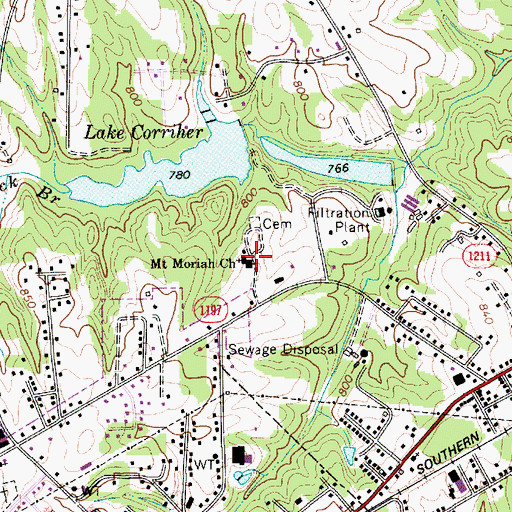Topographic Map of Mount Moriah Church, NC