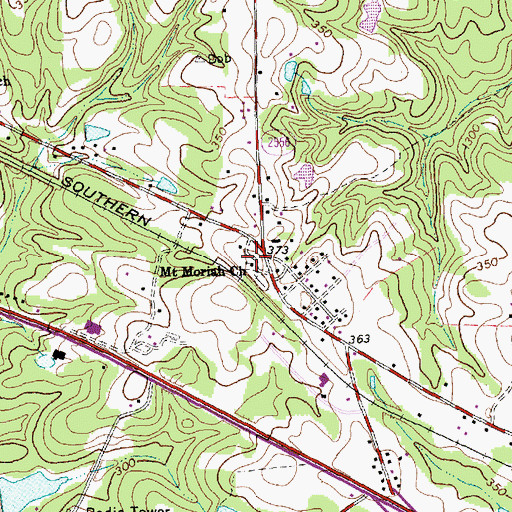 Topographic Map of Mount Moriah Church, NC