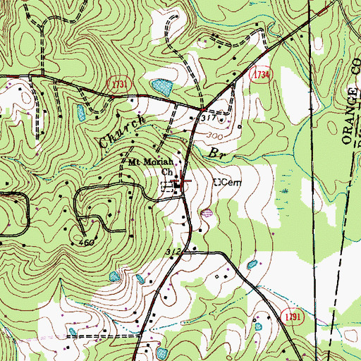 Topographic Map of Mount Moriah Church, NC