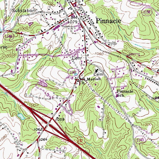 Topographic Map of Mount Moriah Church, NC