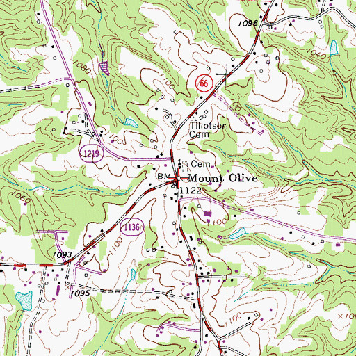 Topographic Map of Mount Olive, NC