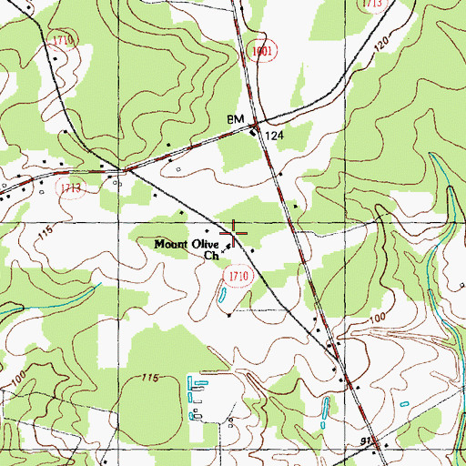 Topographic Map of Mount Olive Church, NC