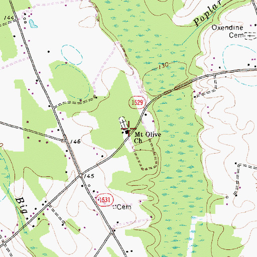 Topographic Map of Mount Olive Church, NC